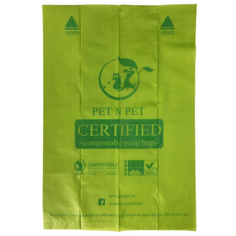 Biodegradable Dog Poop Bags Cornstarch Earth Friendly Zero Waste 17 Micron ASTM D6400 Compostable Cat Waste 2