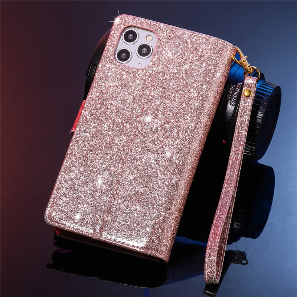 Bling Glitter Flip Leather Purse Case For iPhone 12 13 11 Pro XS Max X XR 2