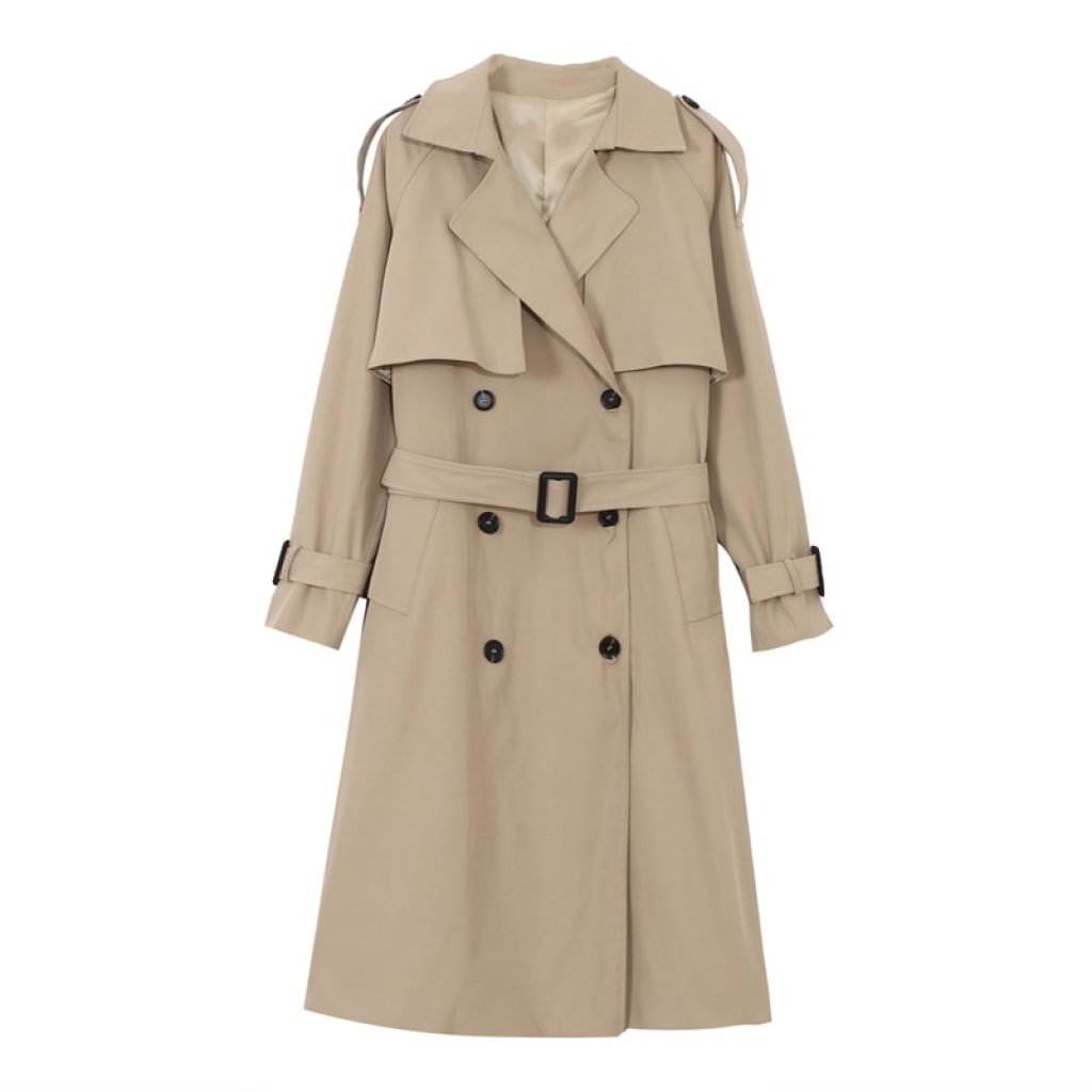 Brand New Spring Autumn Long Women Trench Coat Double Breasted Belted Storm Flaps Khaki Dress Loose 4