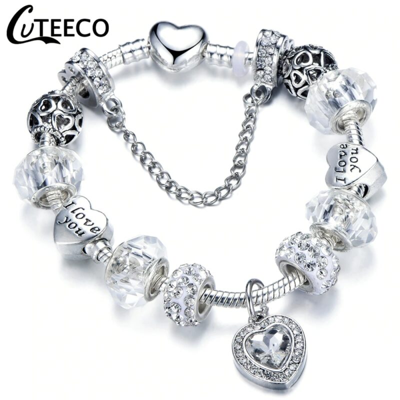 CUTEECO Rose Pendant Tree Of Life Charm Bracelet For Women Unicorn Bead Bracelets Bangles Fashion Jewellery 1