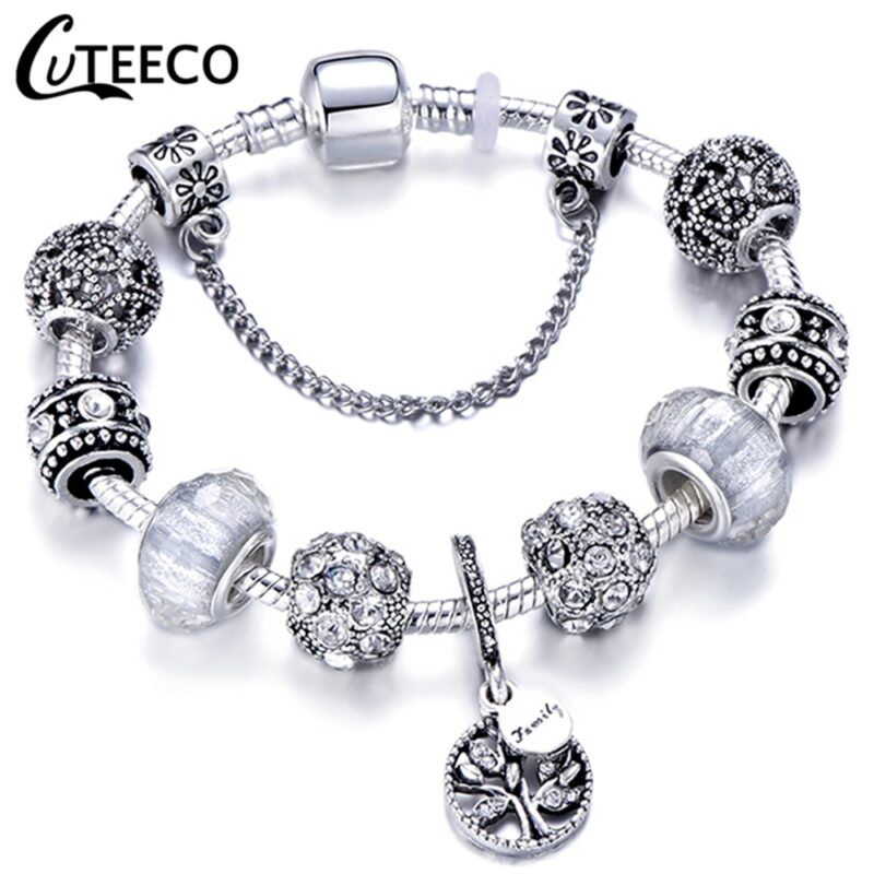 CUTEECO Rose Pendant Tree Of Life Charm Bracelet For Women Unicorn Bead Bracelets Bangles Fashion Jewellery 3
