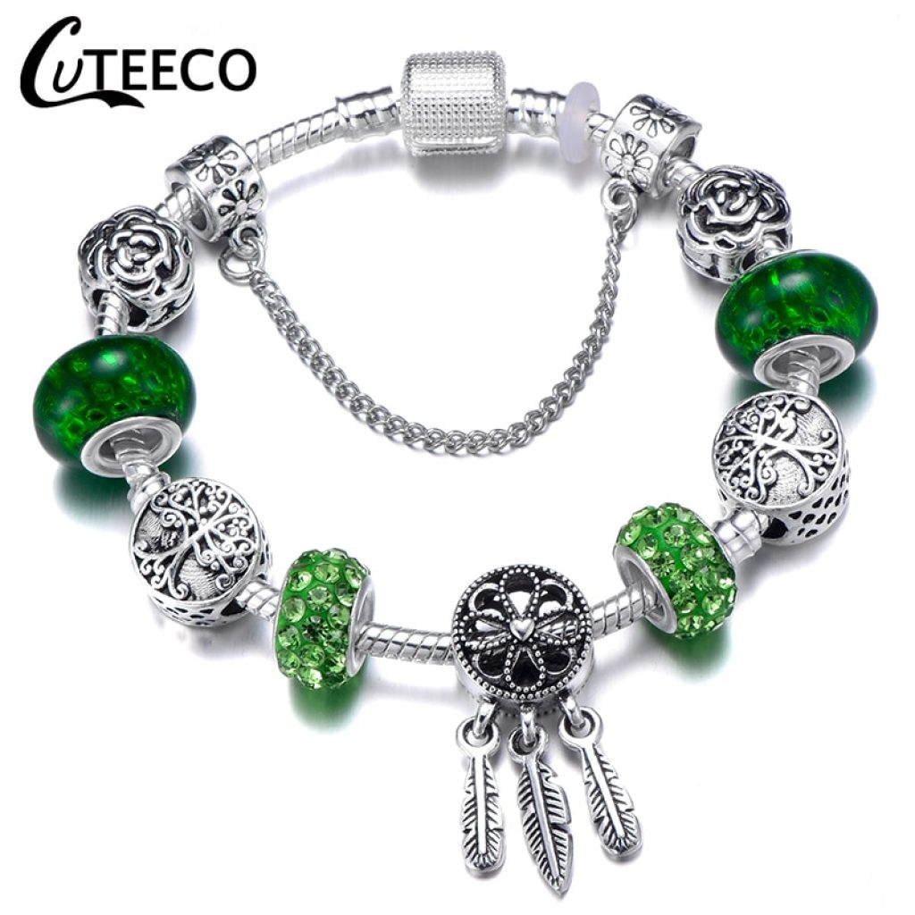 CUTEECO Rose Pendant Tree Of Life Charm Bracelet For Women Unicorn Bead Bracelets Bangles Fashion Jewellery 4