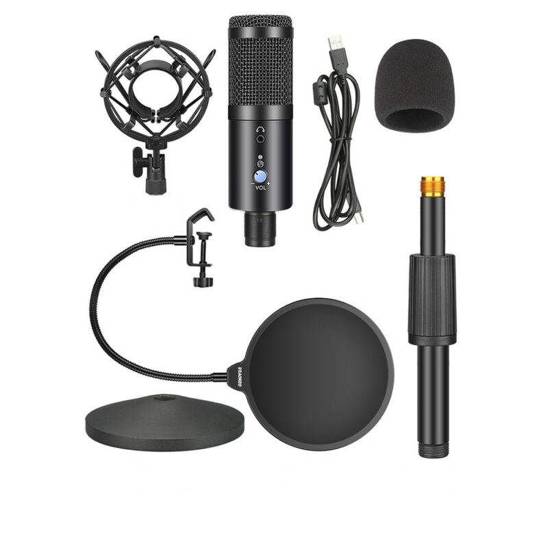 Condenser Microphone With Tripod USB Computer Studio Microphone For PC Microphone For Phone Karaoke Microphone With 10