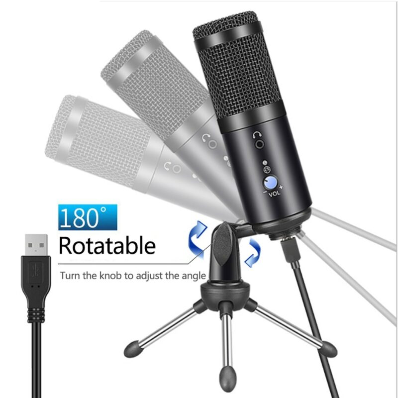 Condenser Microphone With Tripod USB Computer Studio Microphone For PC Microphone For Phone Karaoke Microphone With 3