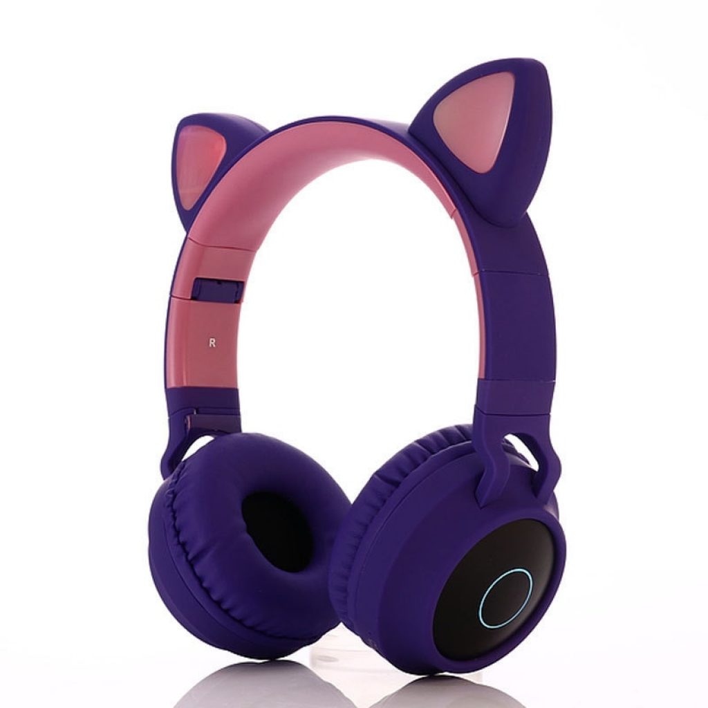 Cute Cat Bluetooth 5 0 Headset Wireless Hifi Music Stereo Bass Headphones LED Light Mobile Phones 3