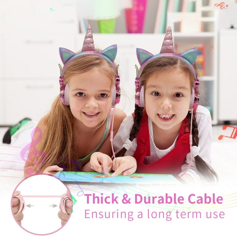 Cute Unicorn Headphone Kids Colorful Diamond Phone Headphones Girl Fone Gamer Earphones With Mic For Live 1