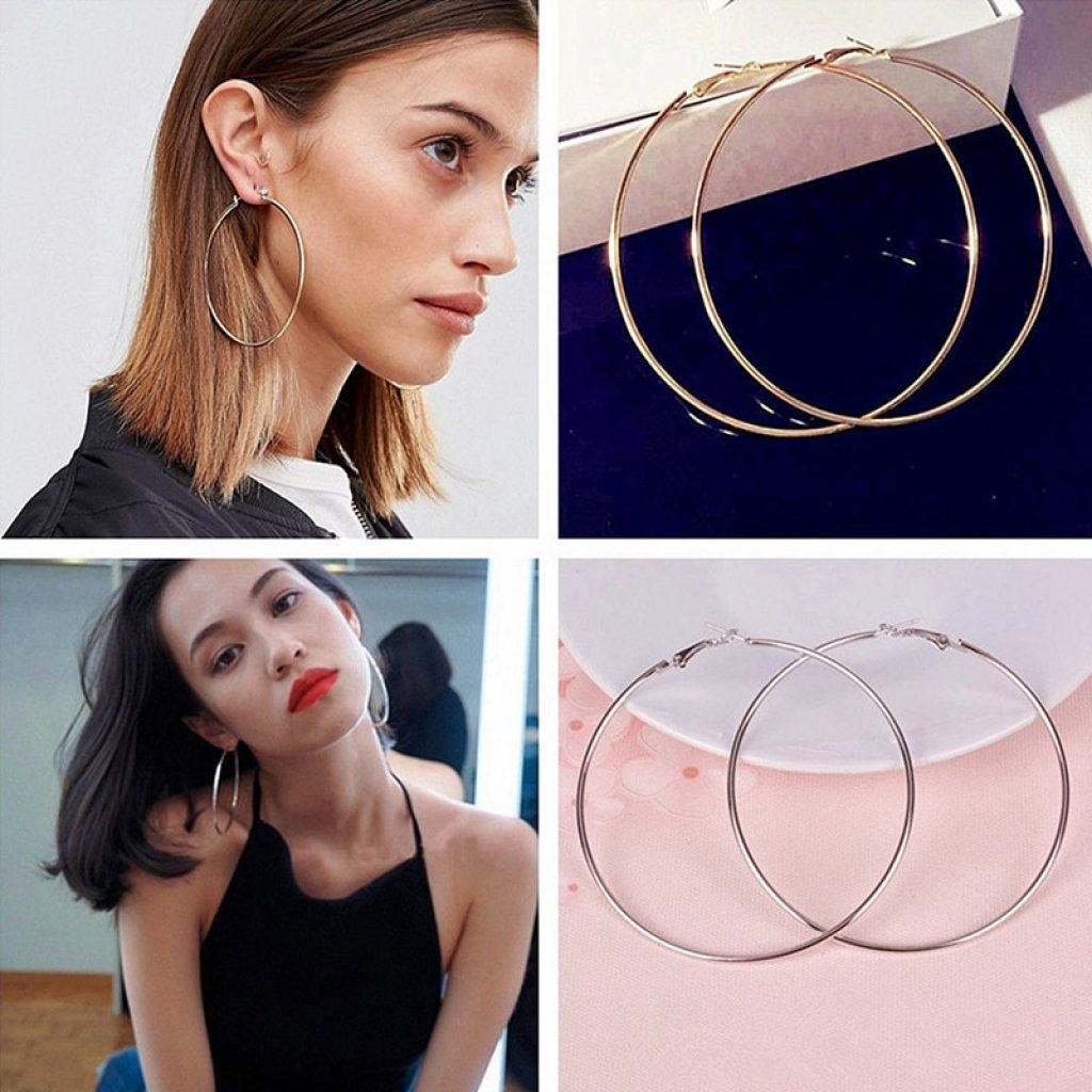 EKUSTYEE Brand 4 Size Big Hoop Earring for Women Jewelry Mother Gold Color Fashion Jewelry Bijoux 4