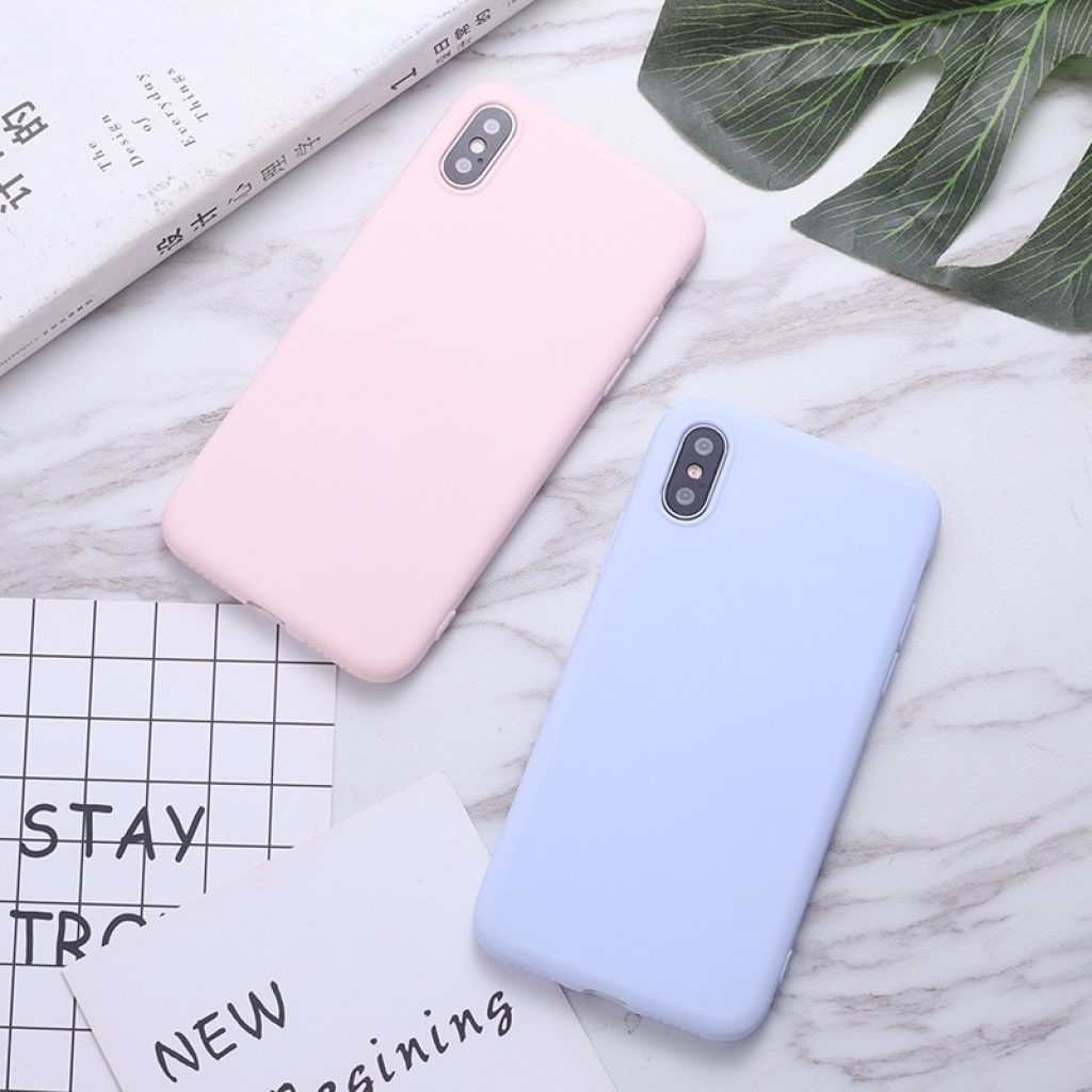 ERILLES Silicone Solid Color Case for iPhone 11 7 6 6S 8 Plus Soft Cover candy 1
