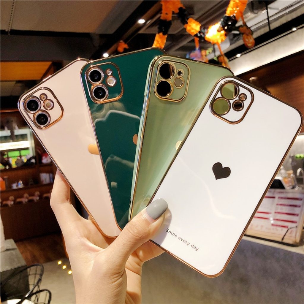 Electroplated Love Heart Phone Case For iPhone 12 13 11 Pro Max XR X XS Max 1