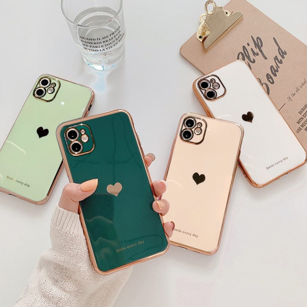 Electroplated Love Heart Phone Case For iPhone 12 13 11 Pro Max XR X XS Max