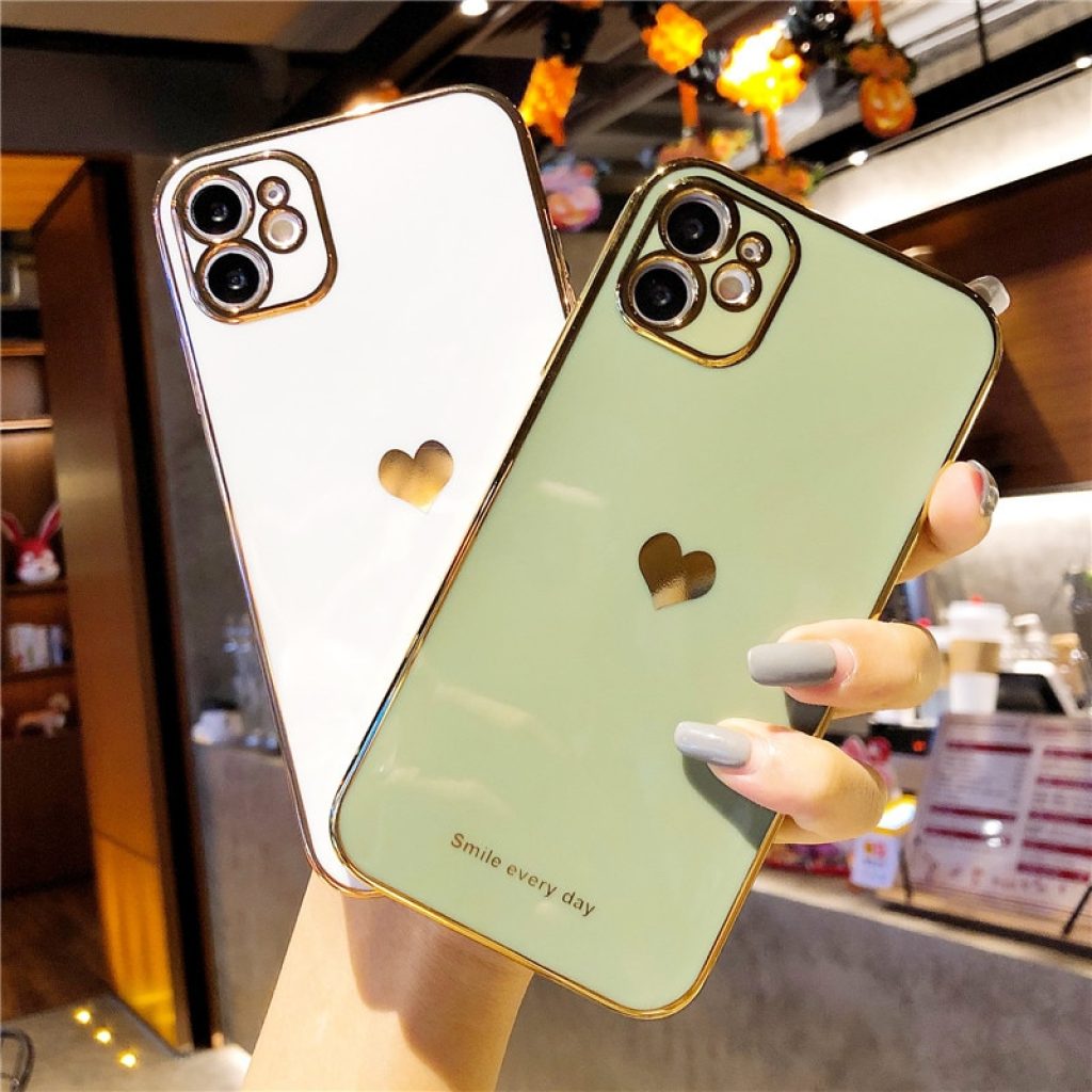 Electroplated Love Heart Phone Case For iPhone 12 13 11 Pro Max XR X XS Max 3