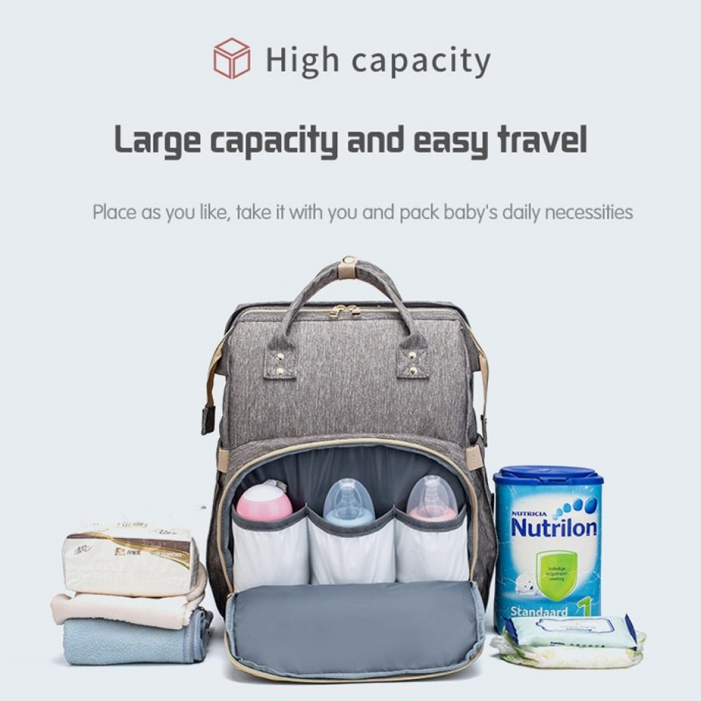 Fashion New Diaper Bags Backpack Multifunctional Foldable Baby Bed Crib Bag Large Capacity Stroller Bag Insulation 5