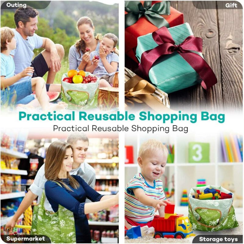 Fashion Printing Foldable Eco Friendly Shopping Bag Tote Folding Pouch Handbags Convenient Large capacity for Travel 2