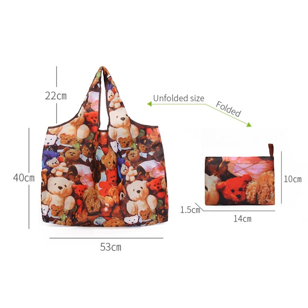 Fashion Printing Foldable Eco Friendly Shopping Bag Tote Folding Pouch Handbags Convenient Large capacity for Travel 5