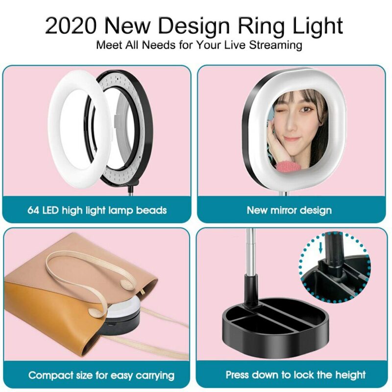 Foldable LED Ring Light Photo Studio Camera Light Photography Dimmable Video light Youtube Makeup Selfie with 4