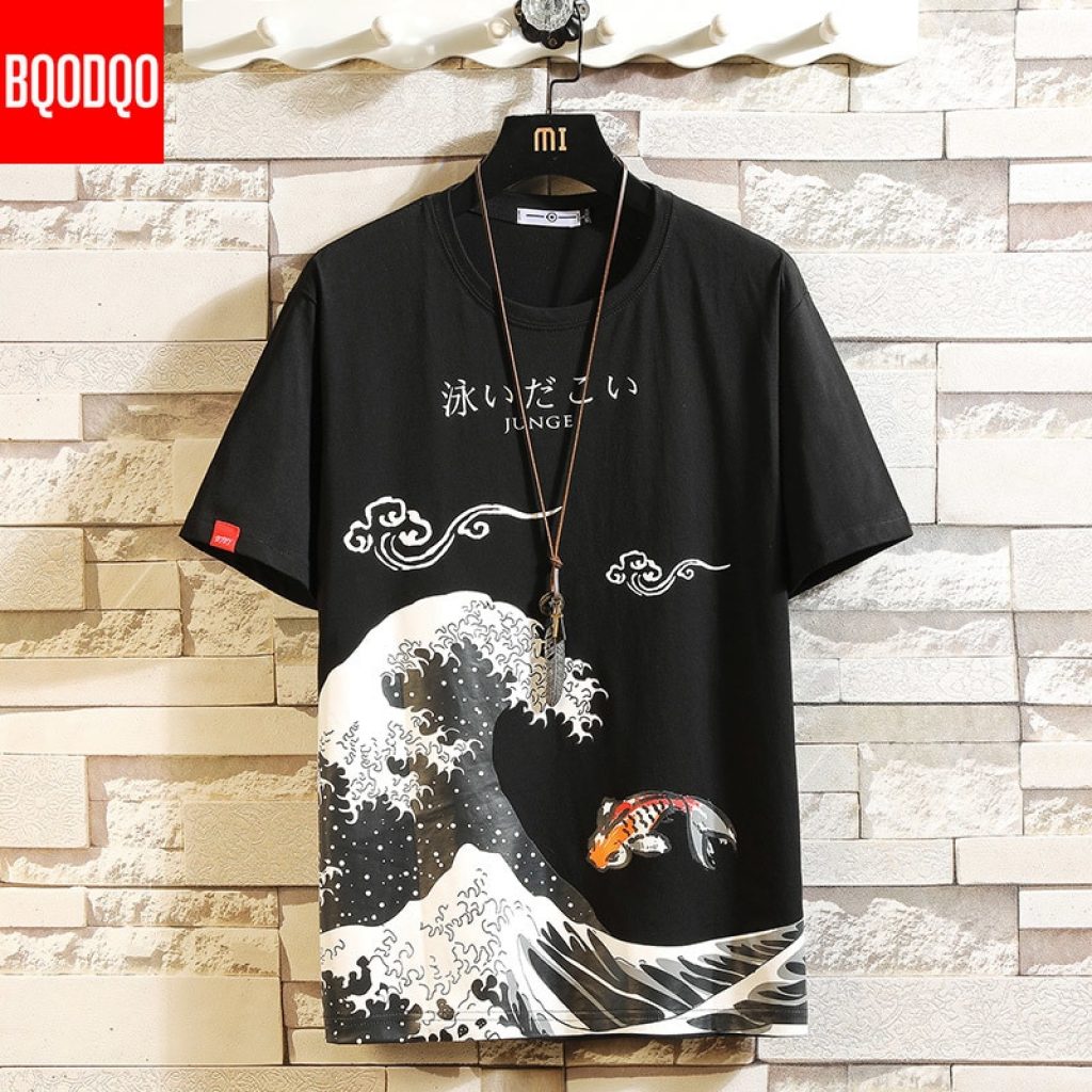 Funny Anime Print Oversized Men T Shirt Hip Hop Cotton T shirt O neck Summer Japanese 1