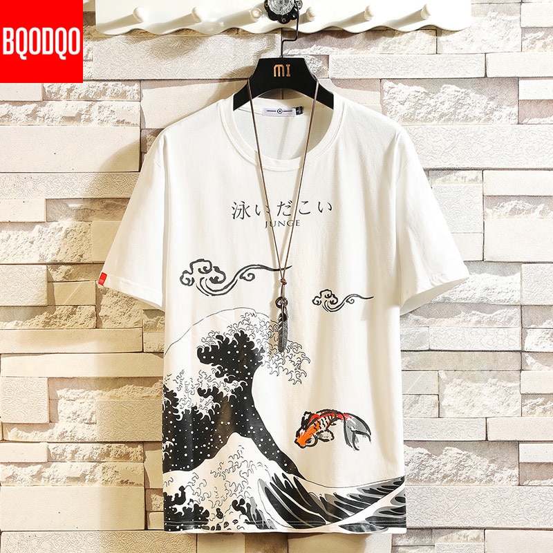 Funny Anime Print Oversized Men T Shirt Hip Hop Cotton T shirt O neck Summer Japanese
