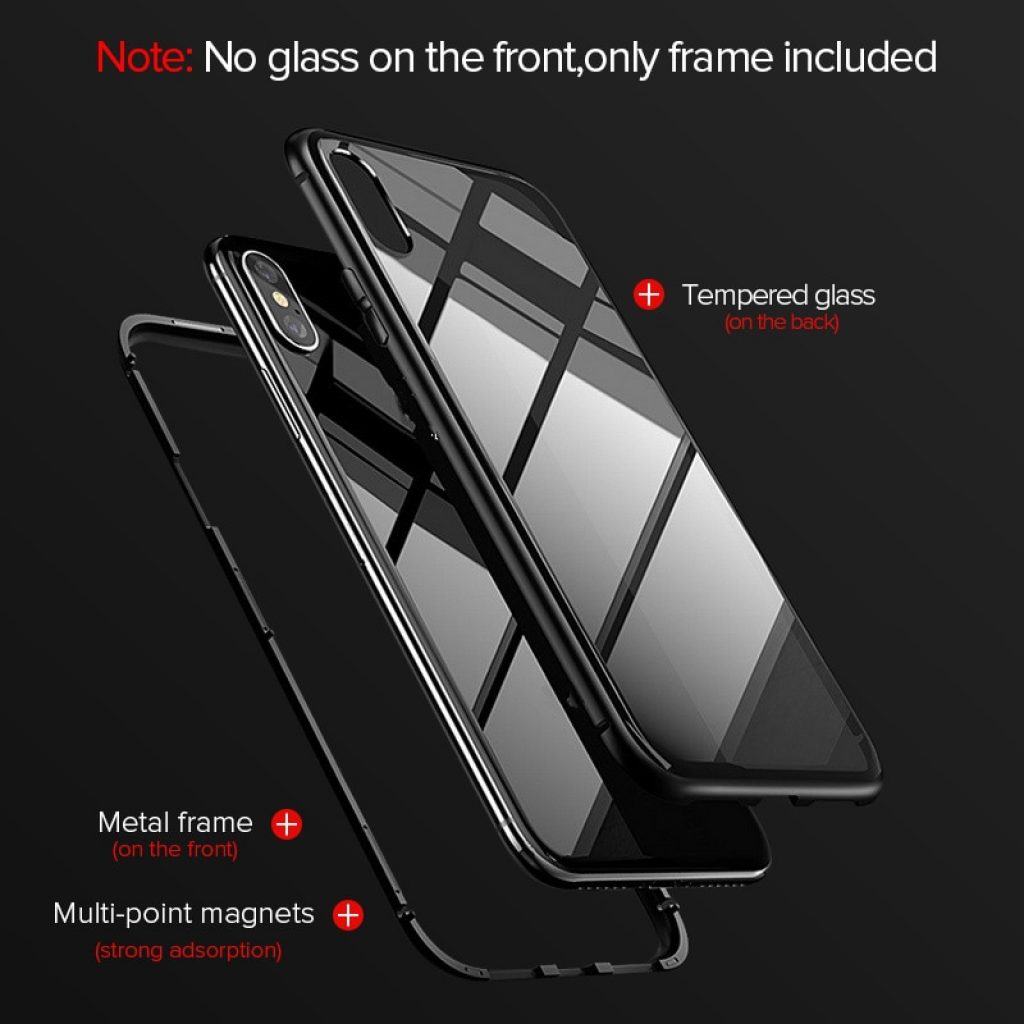 GETIHU Metal Magnetic Case Tempered Glass Magnet Case Cover For iPhone 11 Pro Max XR XS 3