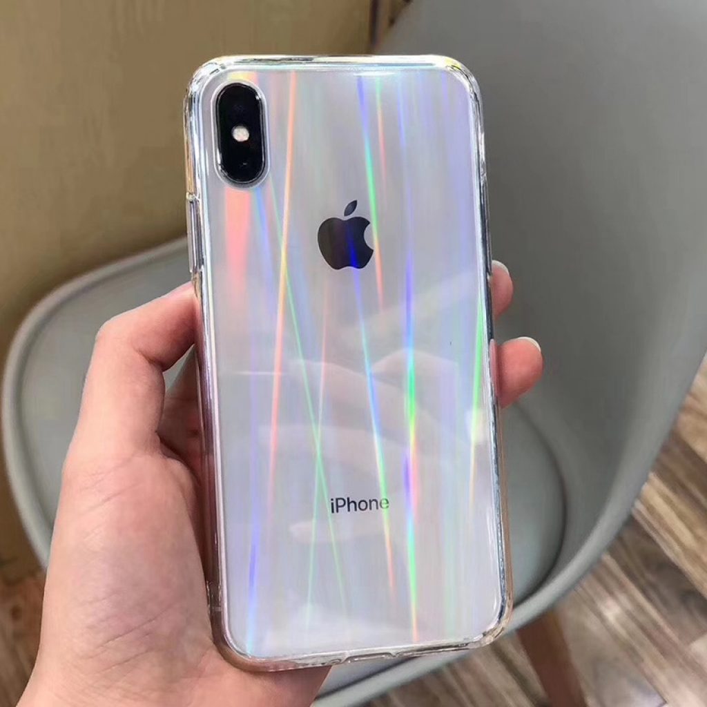 Gradient Rainbow Laser Cases For iPhone X XS Max XR Transparent Soft Fundas For iPhone 11