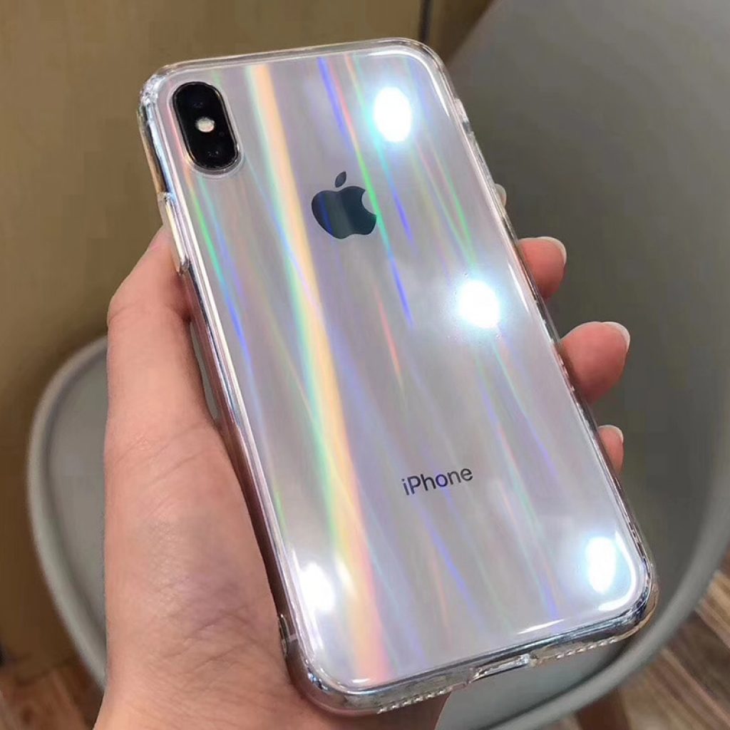 Gradient Rainbow Laser Cases For iPhone X XS Max XR Transparent Soft Fundas For iPhone 11 2