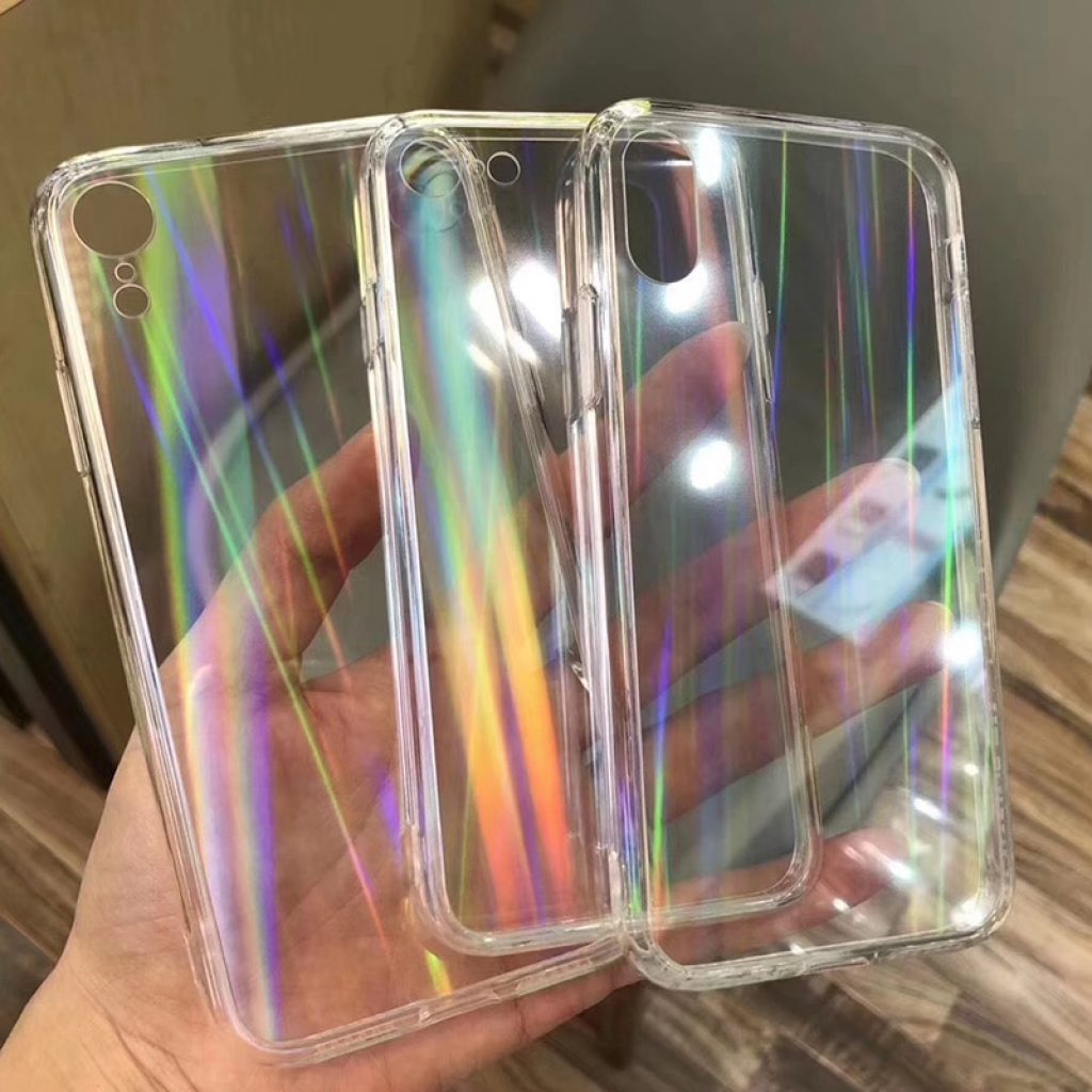 Gradient Rainbow Laser Cases For iPhone X XS Max XR Transparent Soft Fundas For iPhone 11 5