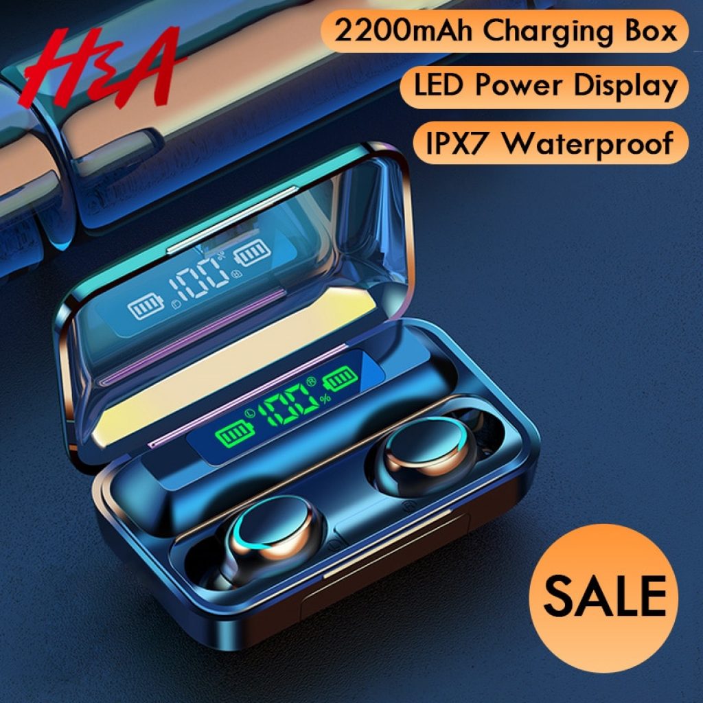H A Bluetooth V5 0 Earphones Wireless Headphones With Microphone Sports Waterproof Headsets 2200mAh Charging Box 5