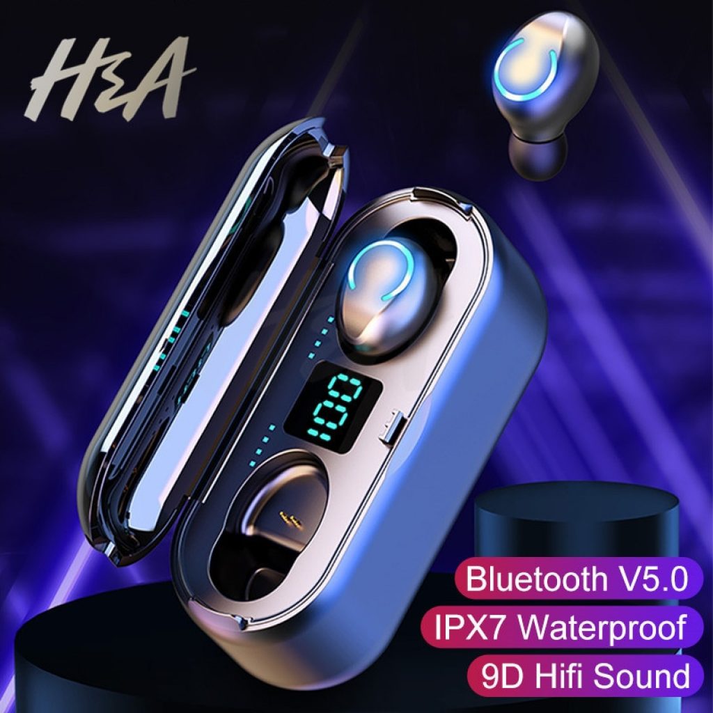 H A Mini TWS Bluetooth V5 0 Earphones Wireless Headphones Earphones 9D Hifi Sports Waterproof Wireless 5