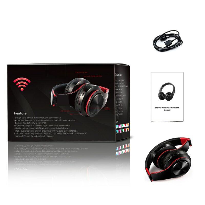 HIFI stereo earphones bluetooth headphone music headset FM and support SD card with mic for mobile 2