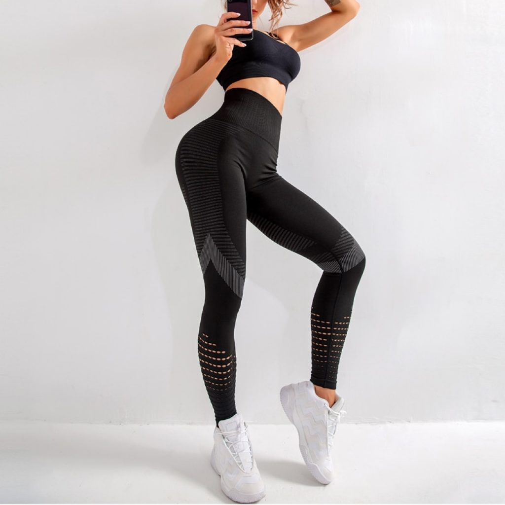 High Waist Fitness Gym Leggings Women Seamless Energy Tights Workout Running Activewear Yoga Pants Hollow Sport