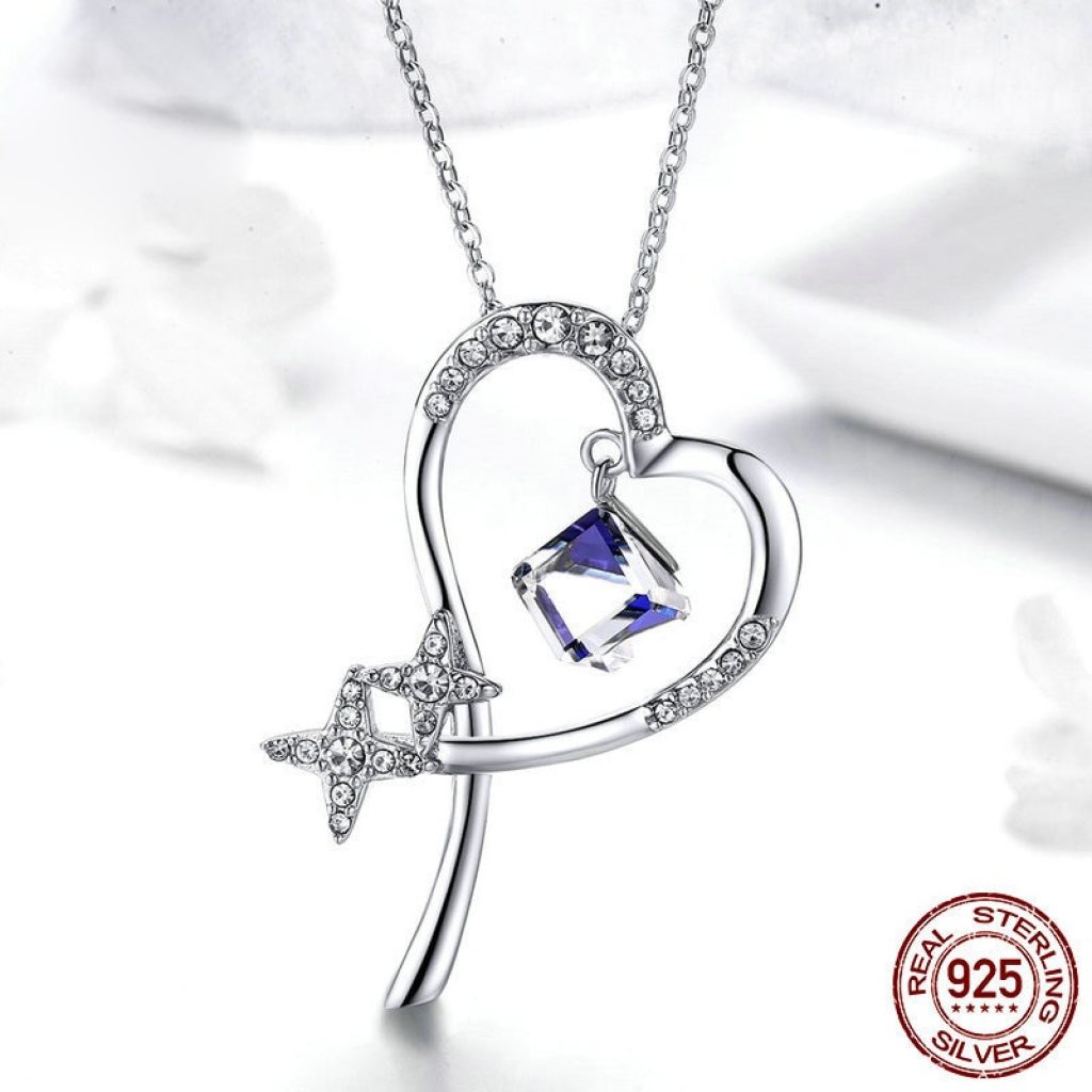 High quality crystal Diamonds Love Heart Pendant Statement Necklace Fashion Class Women Girls Lady Elements Jewelry 1