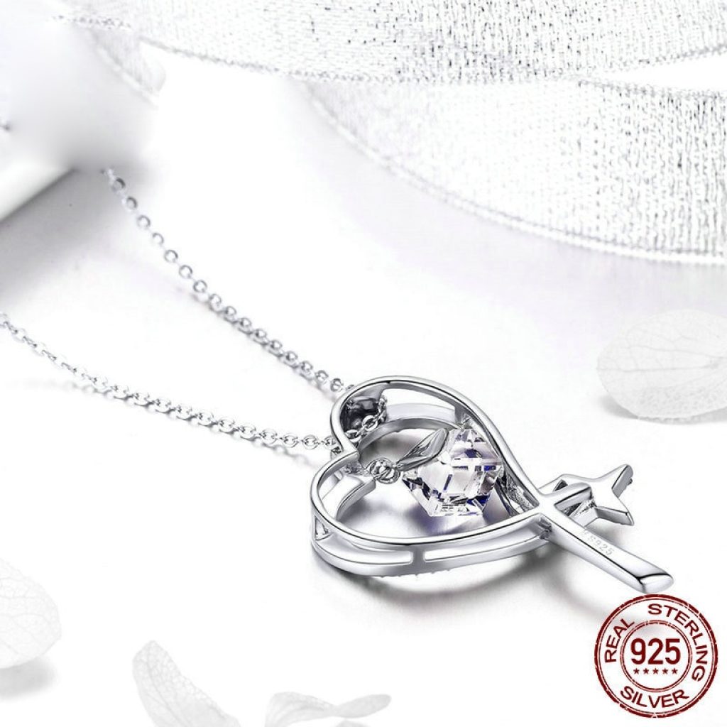 High quality crystal Diamonds Love Heart Pendant Statement Necklace Fashion Class Women Girls Lady Elements Jewelry 2