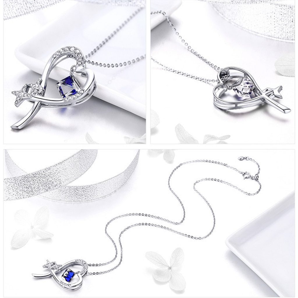 High quality crystal Diamonds Love Heart Pendant Statement Necklace Fashion Class Women Girls Lady Elements Jewelry 5