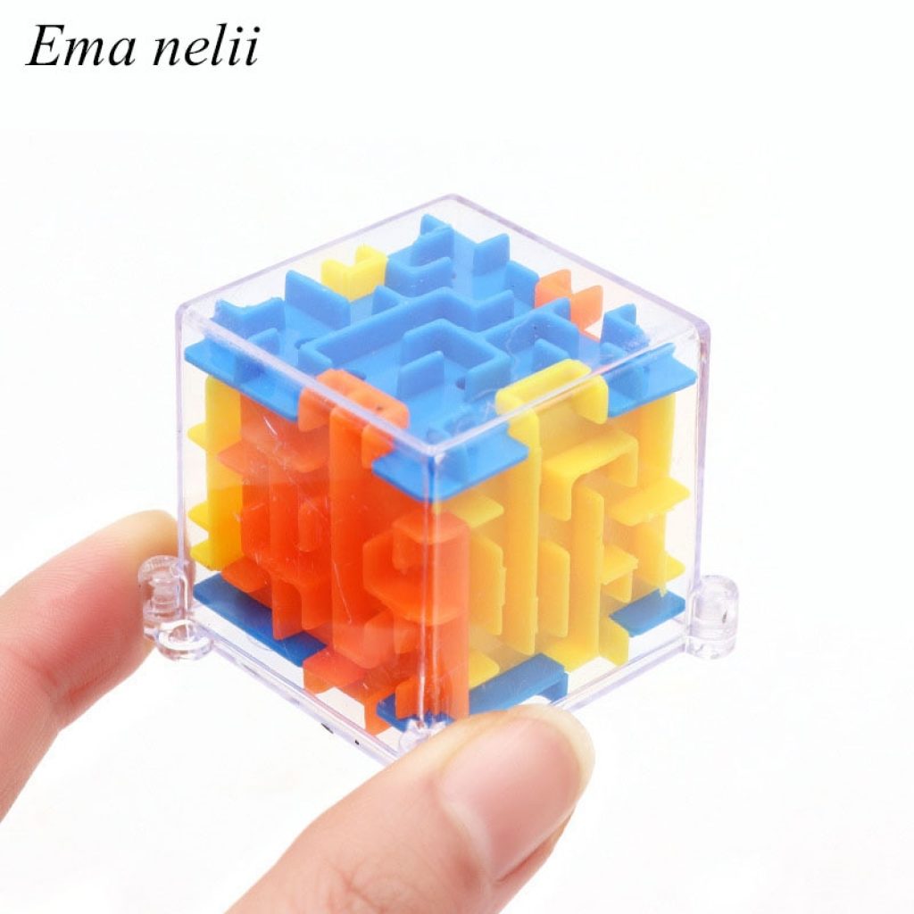 Hot Sale 4x4x4cm 3D Puzzle Maze Toy Kids Fun Brain Hand Game Case Box Baby Balance