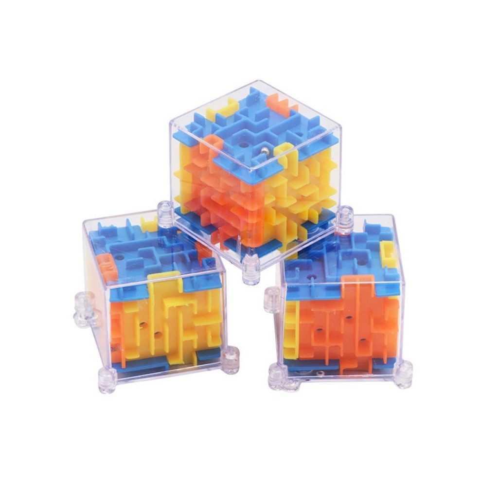 Hot Sale 4x4x4cm 3D Puzzle Maze Toy Kids Fun Brain Hand Game Case Box Baby Balance 3