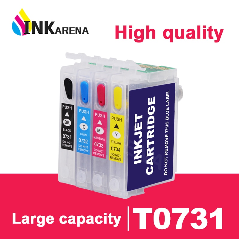 INKARENA T0731 Printer Ink Cartridge for Epson 73 T0731N 73N Cartridges T30 TX203 TX510F TX210 CX5900
