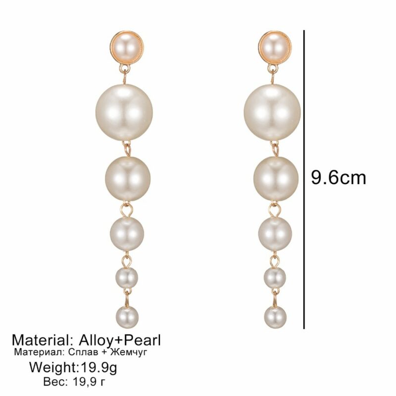 IPARAM Trend Simulation Pearl Long Earrings Female White Round Pearl Wedding Pendant Earrings Fashion Korean Jewelry 5