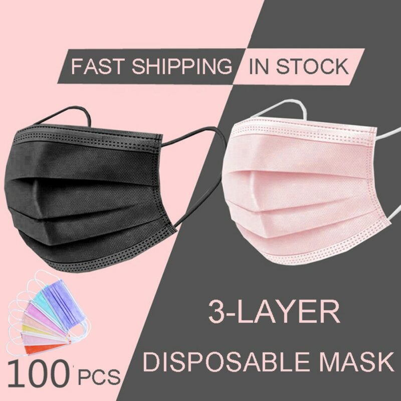 In Stock 10 100 Pcs Disposable Non woven 3 layer Face Mask Anti Dust Breathable Mask
