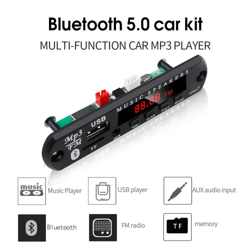 KEBIDU 5V 12V MP3 WMA Decoder Board Audio Module USB TF Radio Bluetooth5 0 Wireless Music 2