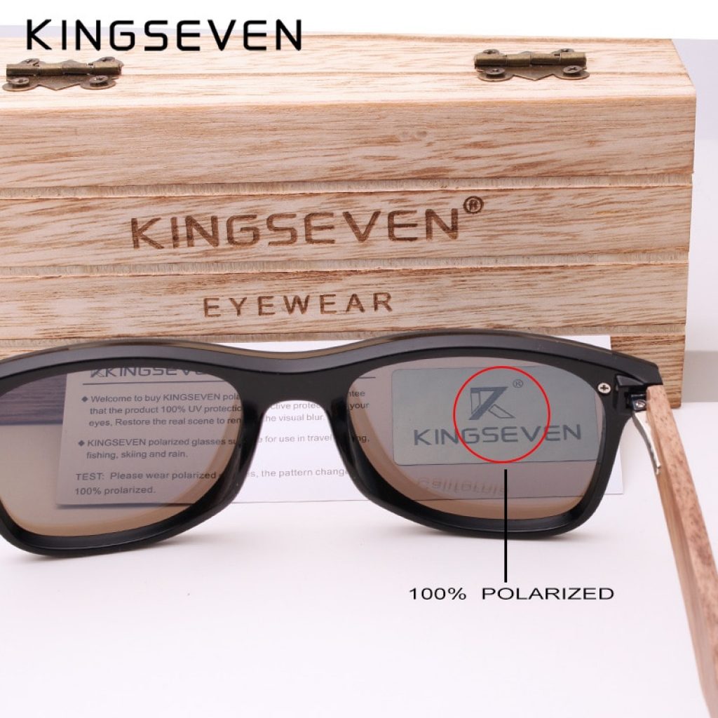 KINGSEVEN 2020 Mens Sunglasses Polarized Walnut Wood Mirror Lens Sun Glasses Women Brand Design Colorful Shades 3