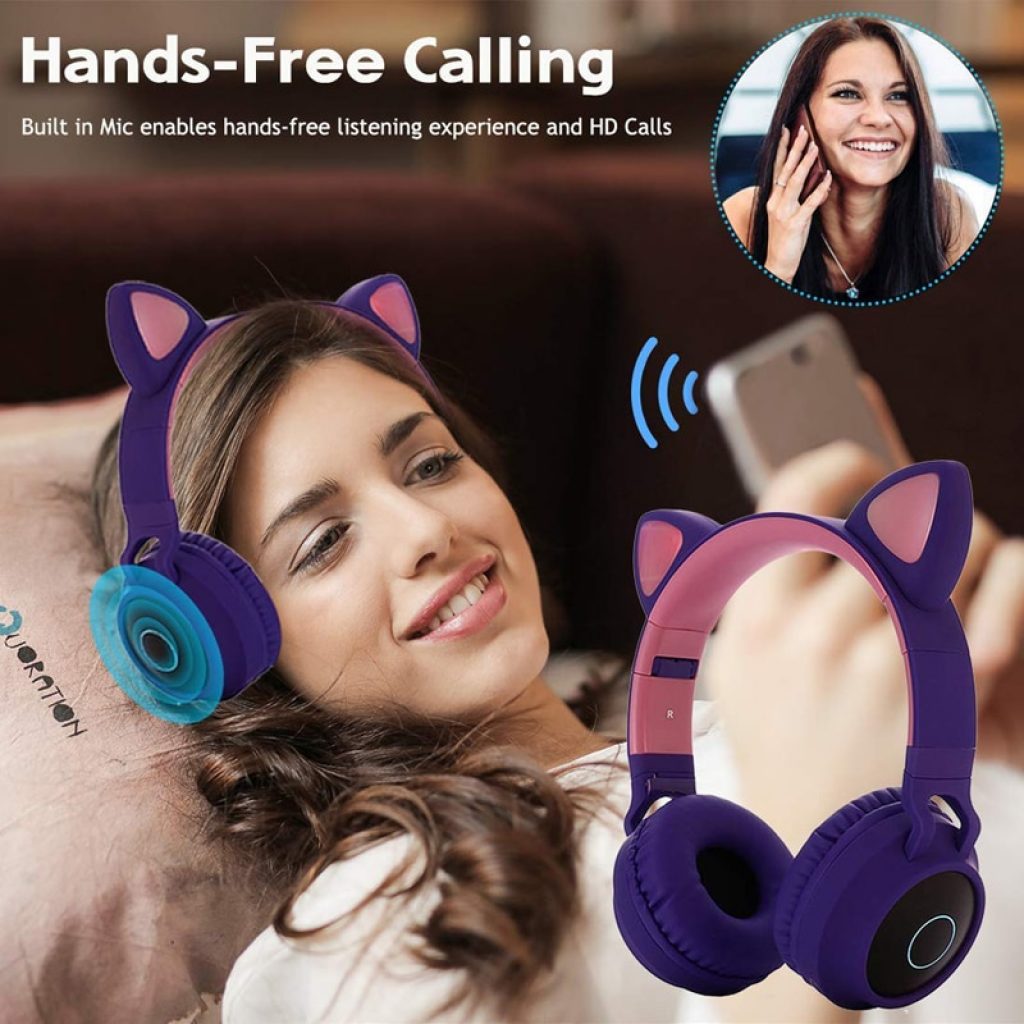 Kids Bluetooth 5 0 Headphones LED light Cat Ears Headset Wireless Earphone HIFI Stereo Bass headphone 3