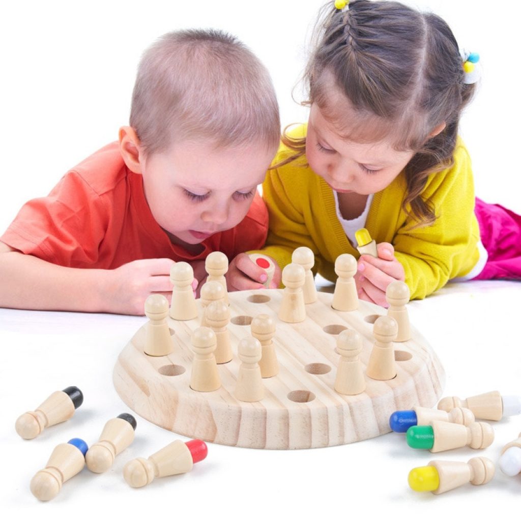Kids Wooden Memory Match Stick Chess Fun Color Game Board Puzzles Educational Color Cognitive Ability Learning 1
