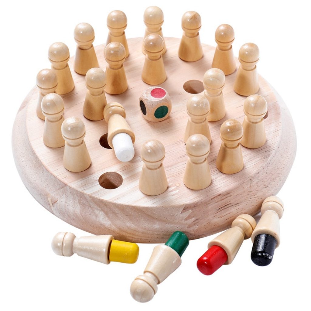 Kids Wooden Memory Match Stick Chess Fun Color Game Board Puzzles Educational Color Cognitive Ability Learning