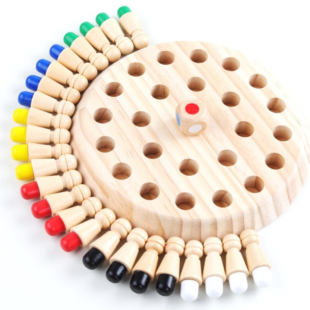 Kids Wooden Memory Match Stick Chess Fun Color Game Board Puzzles Educational Color Cognitive Ability Learning 2