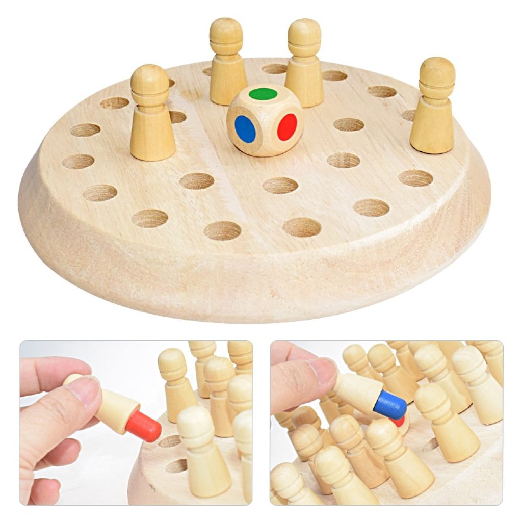 Kids Wooden Memory Match Stick Chess Game Fun Block Board Game Educational Color Cognitive Ability Toys 1