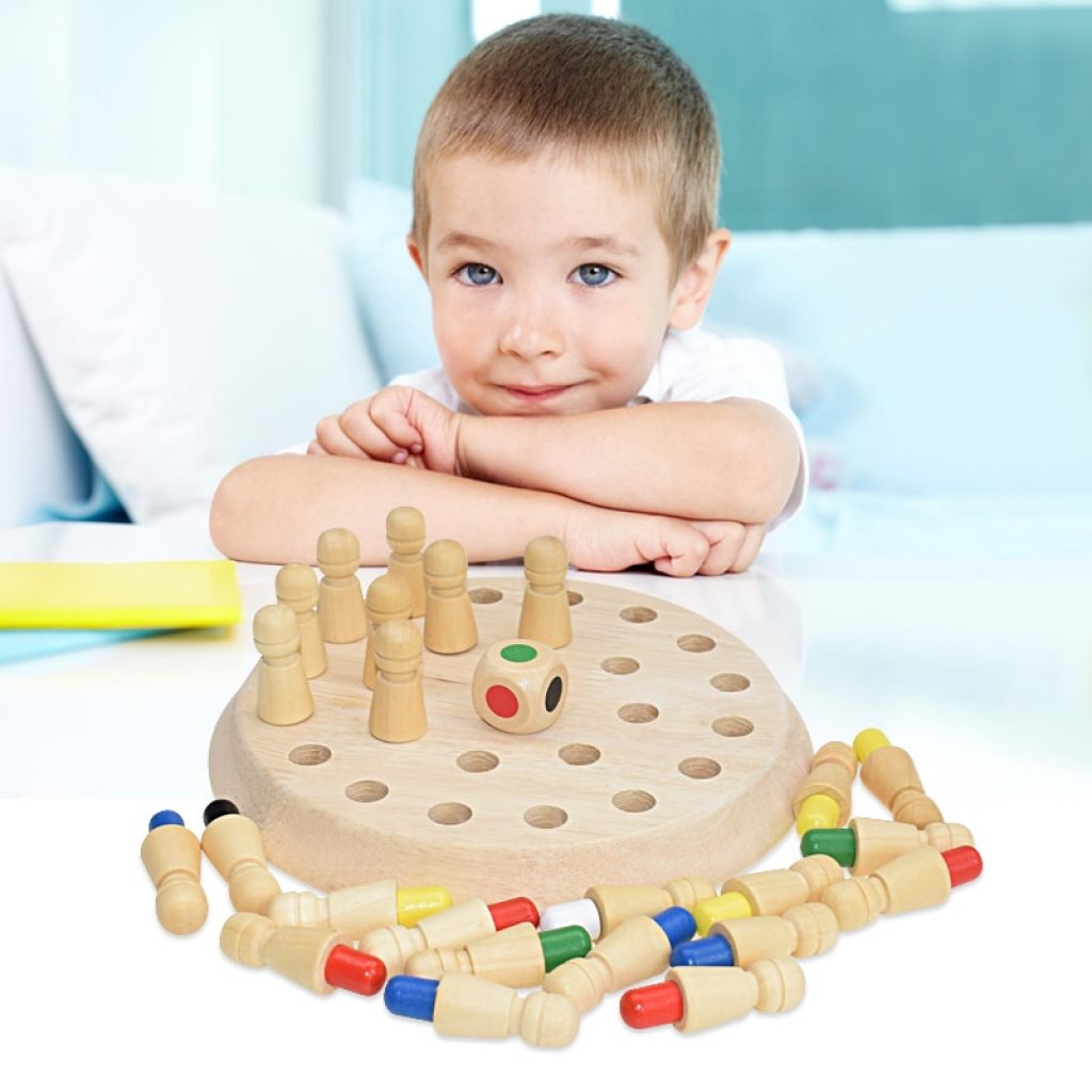 Kids Wooden Memory Match Stick Chess Game Fun Block Board Game Educational Color Cognitive Ability Toys