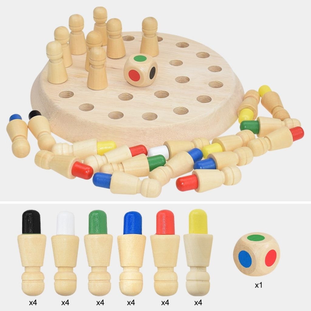Kids Wooden Memory Match Stick Chess Game Fun Block Board Game Educational Color Cognitive Ability Toys 3