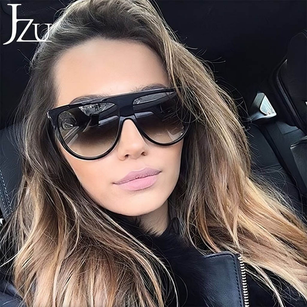 Kim Kardashian sunglasses women vintage retro flat top Shadow oversized square sunglasses luxury brand large shades 1