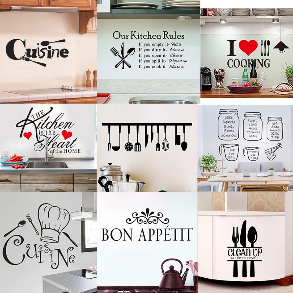 Kitchen Wall Stickers Vinyl Wall Decals for Kitchen English Quote Home Decor Art Decorative Stickers PVC