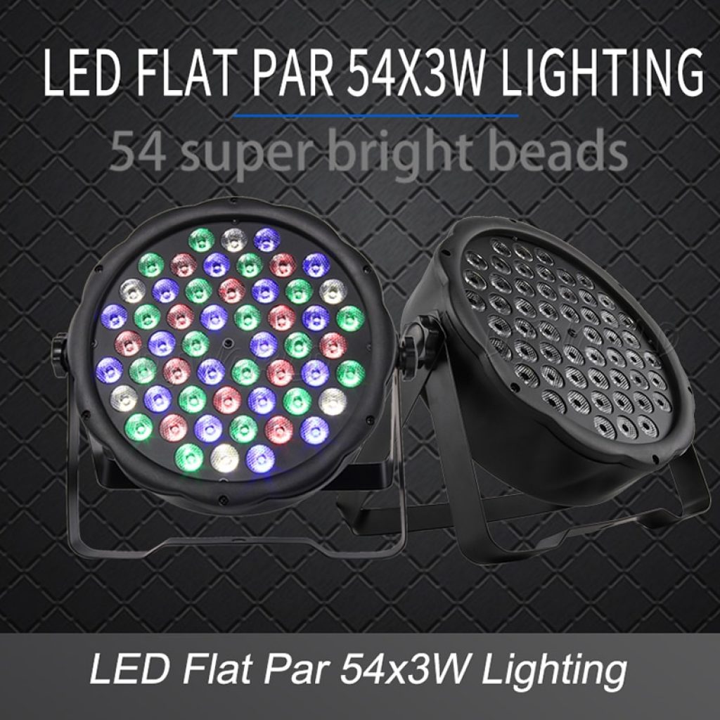 LED Flat Par 54x3W RGB Color Lighting Strobe DMX Controller For Disco DJ Music Party Club