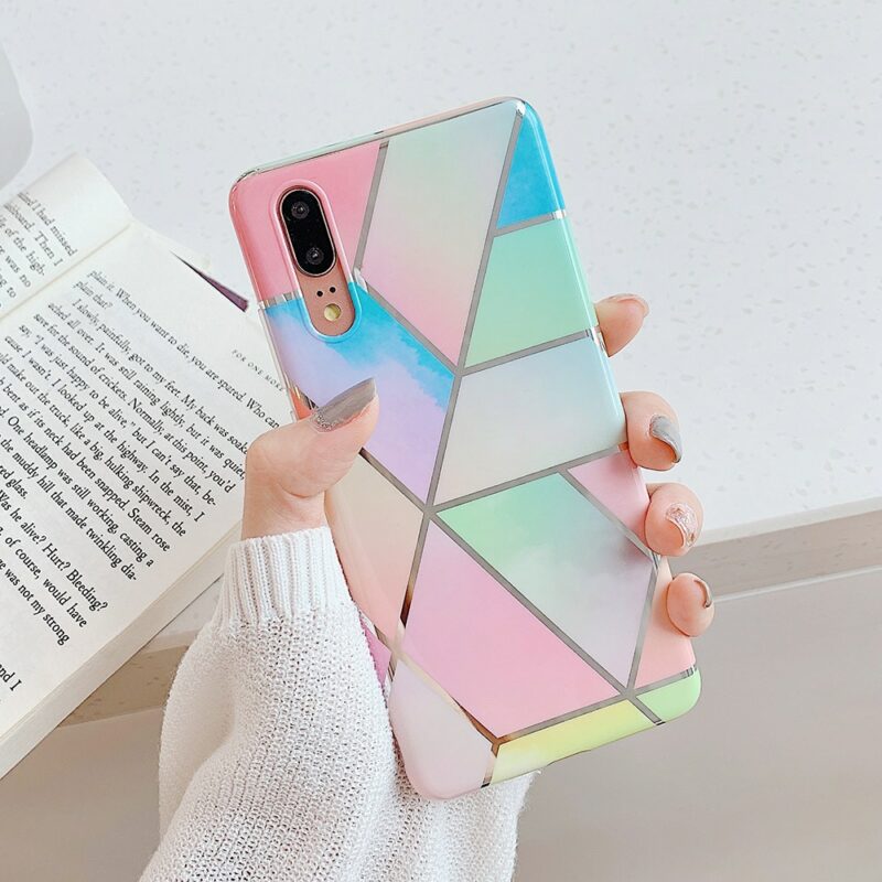 LOVECOM Plating Geometric Marble Phone Case For Huawei P40 Pro P30 P20 Lite Pro Mate 30 1